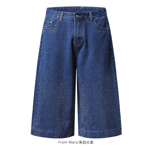 烫钻设计休闲夏季牛仔七分裤BF