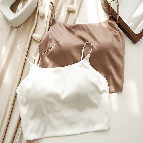 有致无钢圈双面真丝带胸垫吊带