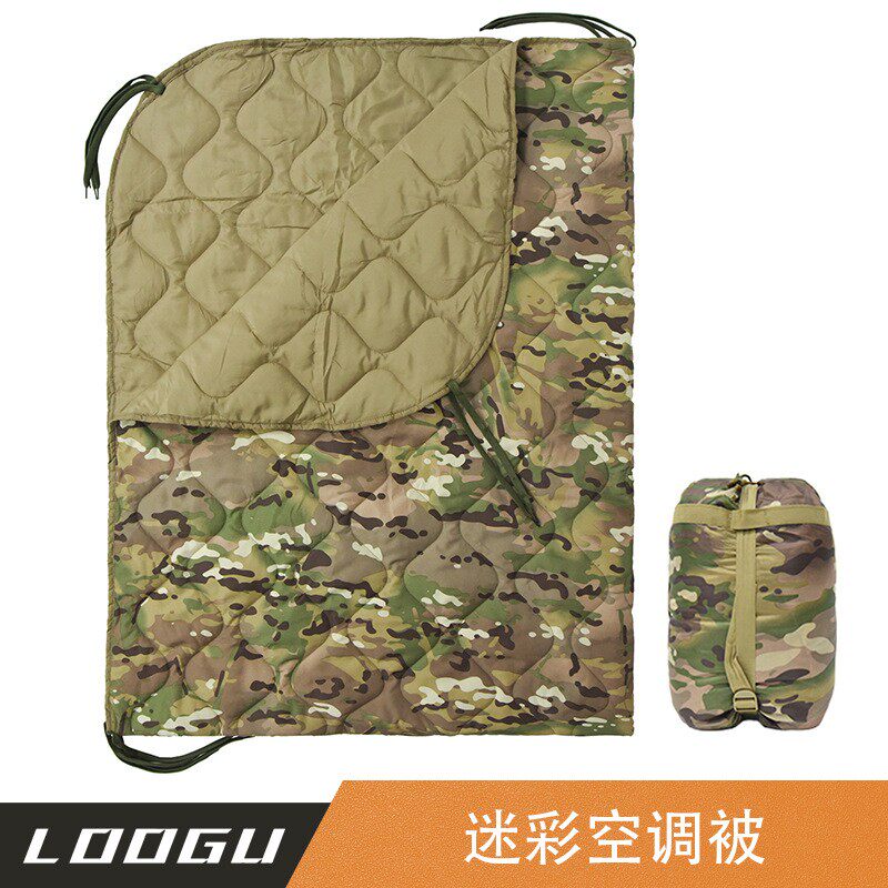 户外野营露营用品应急空调被迷彩被子午睡毯子多功能迷彩保温毯