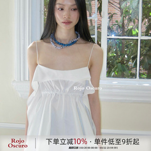 Rojo oscuro智惠美人白色80高密精梳棉衬衣连衣裙女蓬蓬吊带上衣