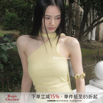 西西里沙滩度假羊毛细闪挂脖背心