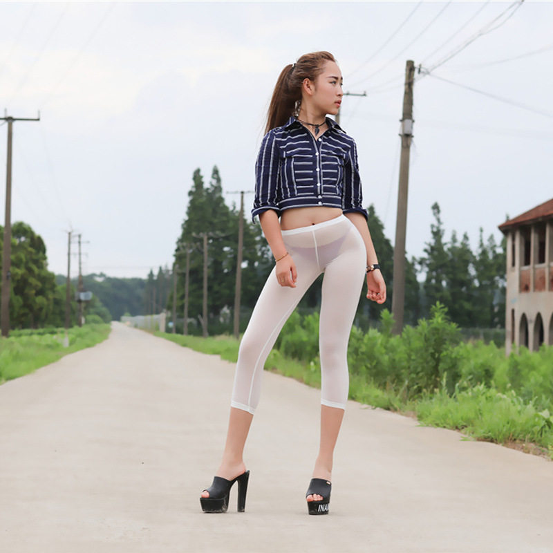 夏季薄款冰丝女装大佬男打底裤透明紧身伪娘七分裤走光晒裤cd变装,女士内衣/男士内衣/家居服,女安全裤,淘宝优惠券,粉丝福利购,淘宝优惠卷