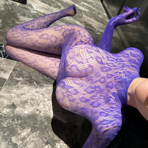 紫色韵味性感镂空网格伪娘连体丝袜女装大佬全身网衣袜男娘连身袜