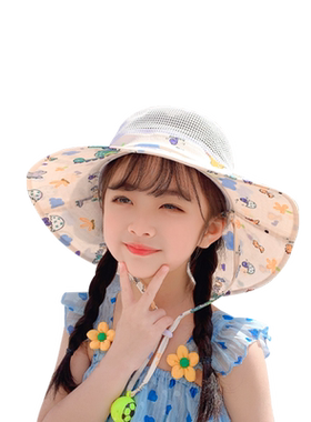 遮阳帽儿童可爱夏季大檐防晒透气
