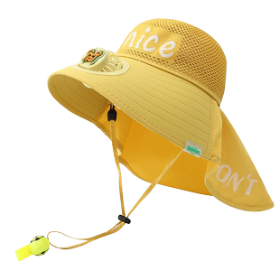 儿童充电风扇遮阳帽子夏季男孩女童大帽檐披肩薄款防晒宝宝太阳帽