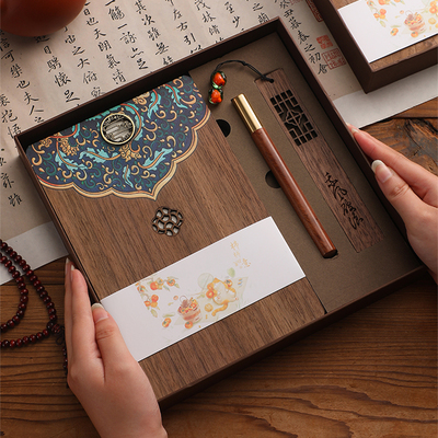 笔记本子简约中国风新款木质高级套装礼盒定制可印logo保温杯记事本子a5高颜值复古教师节送客户领导创意礼品