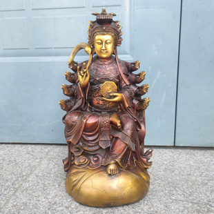 地母元君铜像后土娘娘夫人坐像大地之母中式摆件黄铜空心铸造工艺