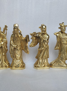 张果老铁拐李何仙姑神像风水铜器
