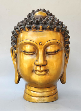 纯铜佛头释迦摩尼佛黄铜如来佛祖大号佛首风水工艺品摆件承接定制