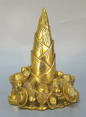 中式摆件黄铜竹笋精铸财福节节高