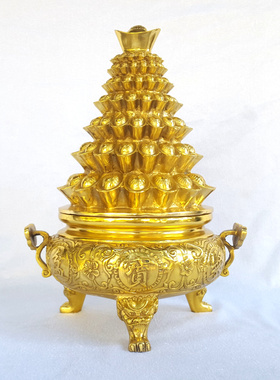 全铜聚宝盆黄铜如意狮头炉聚财纳福客厅旺铺风水摆件承接定做铜器