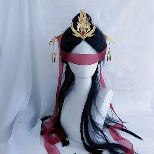 栖鸾庭古风飘带发冠古装后压流苏百搭头饰男女仙发梳发簪额冠配饰