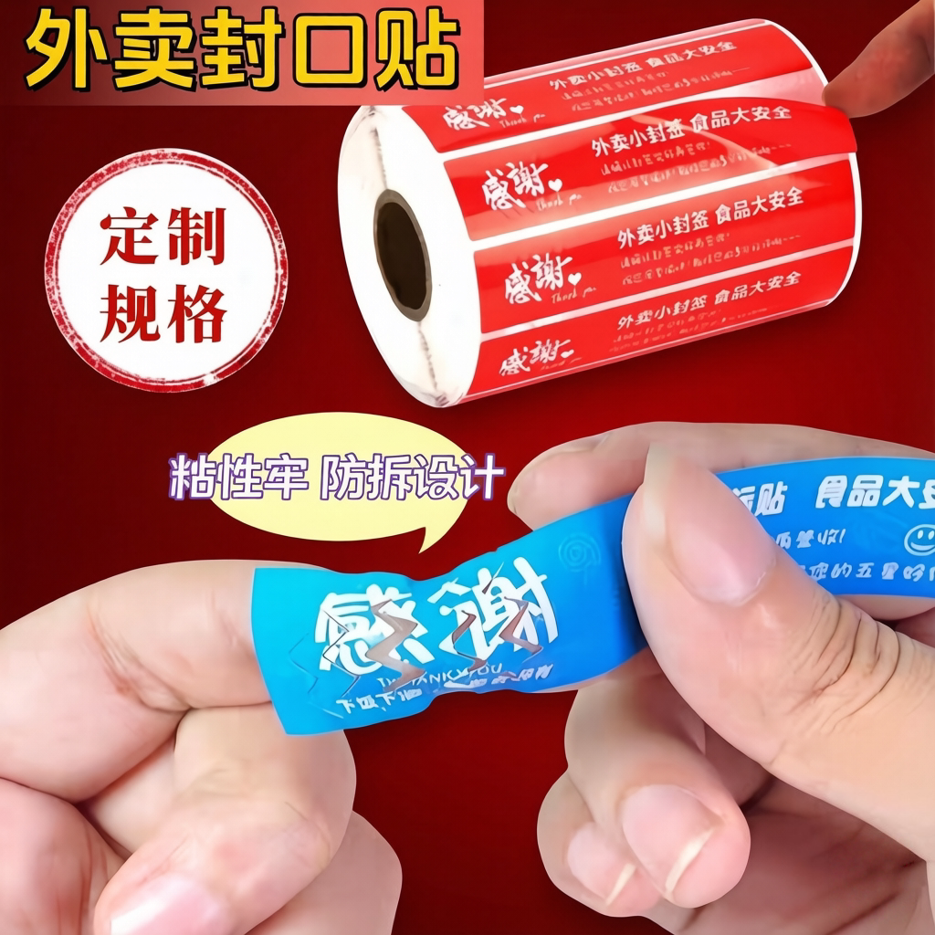 定制不干胶外卖封口贴防水防撕
