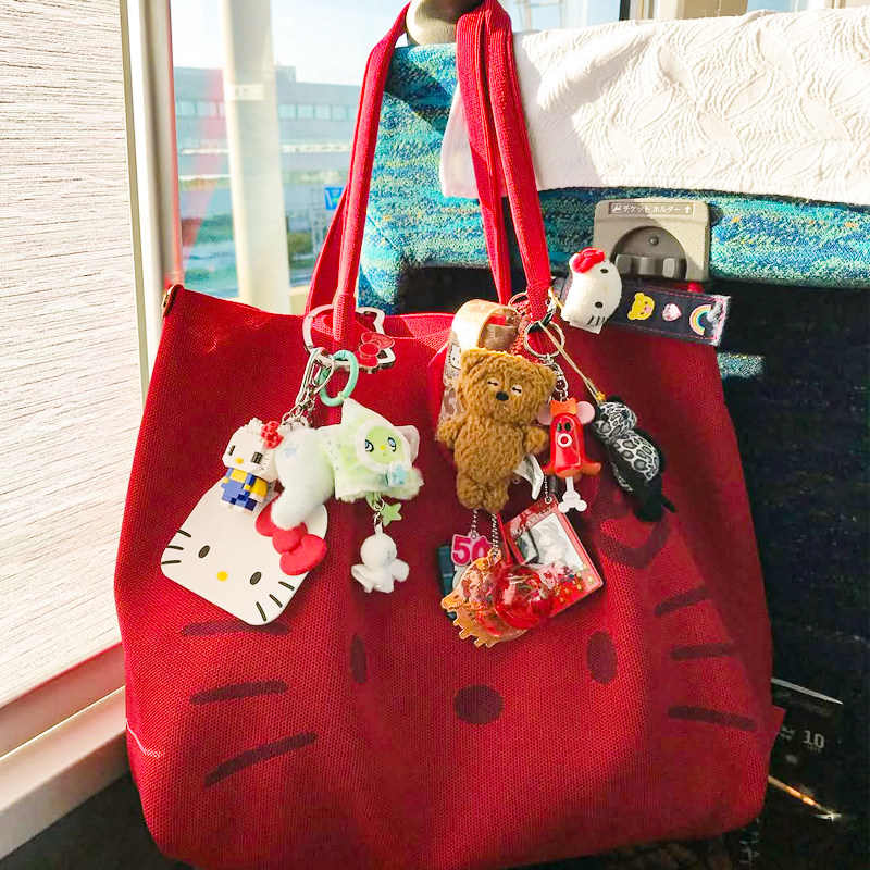 日本Rootote*Kitty联名款凯蒂猫单肩托特包通勤针织沙滩编织大包