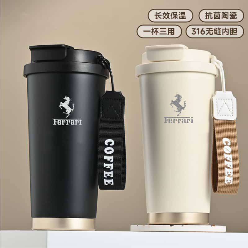 适用于法拉利车载保温杯陶瓷内胆带吸管咖啡杯男女随行杯便携水杯,餐饮具,保冷/保温杯,淘宝优惠券,粉丝福利购,淘宝优惠卷