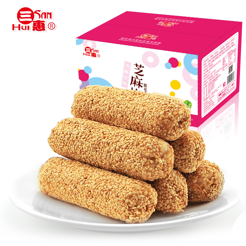 三惠芝麻米饼传统芝麻棒糕点夹心芝麻棒酥糖1000g整箱批发零食