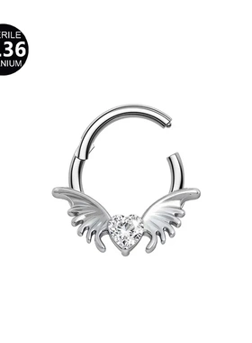 F136钛合金锆石鼻环天使系列金银两色吊坠闭合环耳骨钉穿刺饰品