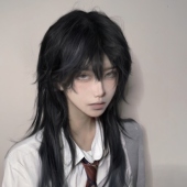 狼尾假发中性款 少年感拖尾中长发仿真打毛头顶易造型全头套 新中式