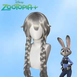 兔朱迪cos假发疯狂动物城兔子警官假毛奶奶灰原毛坯万用全头套式