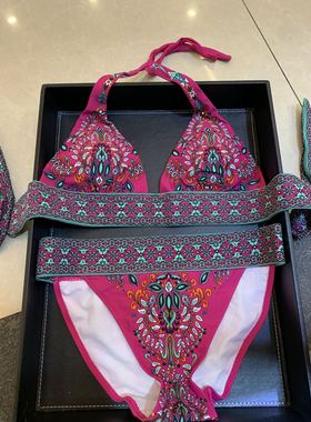 清仓欧美波西米亚风比基尼三点式性感火辣低腰大长腿大胸聚拢小胸