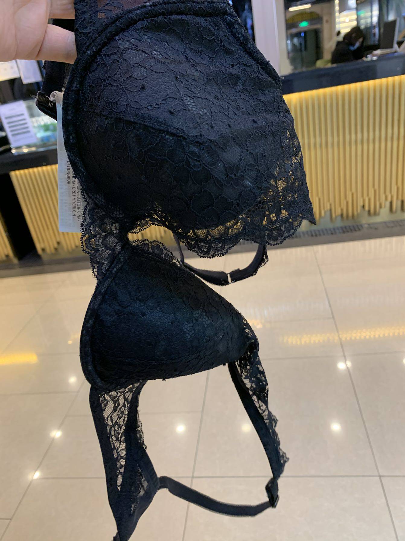法式女士薄款钢托文胸大胸显小大码36C透明诱惑性感蕾丝内衣1