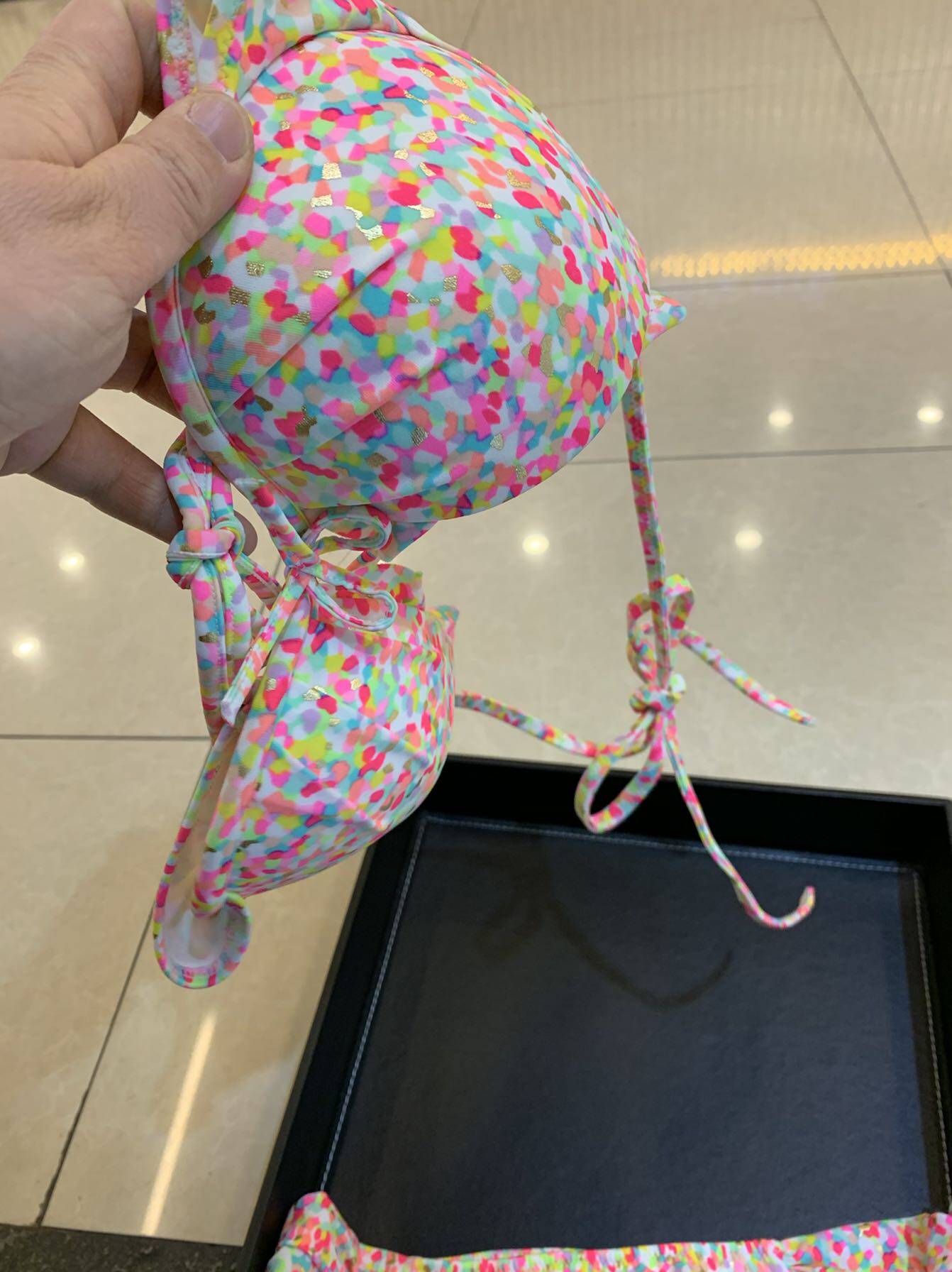 欧美女士比基尼少女系带可爱性感钢托聚拢小胸低腰游泳衣大胸显小