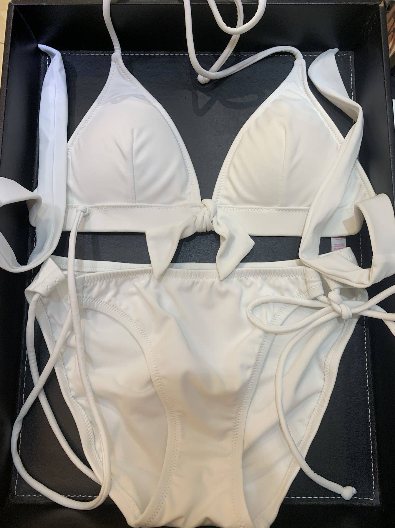 欧美白色黑色比基尼泳衣小胸变大大胸系带春夏新款海边度假包邮