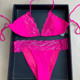 清货欧美性感比基尼高开叉美腿诱惑玫红色系带分体泳衣显瘦低腰