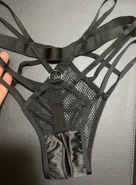 黑色性感内裤低腰诱惑开裆蕾丝网格镂空显瘦舒适女款三角裤