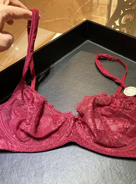 欧美风性感网纱女士枣红色内衣钢托胸聚大胸罩透气文胸85CD1