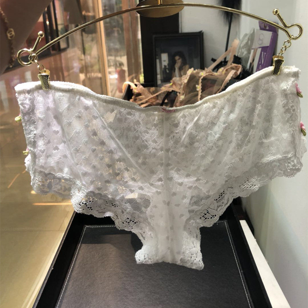 女士内裤白色爱心波点可爱性感三角内裤透明少女日系蕾丝纯情小码