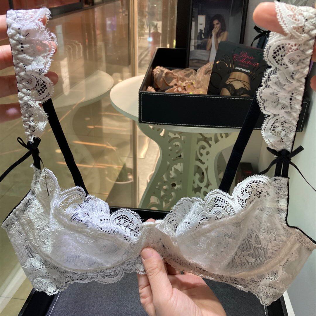 法式薄款钢托透明女士超薄文胸大胸显小透气日系可爱