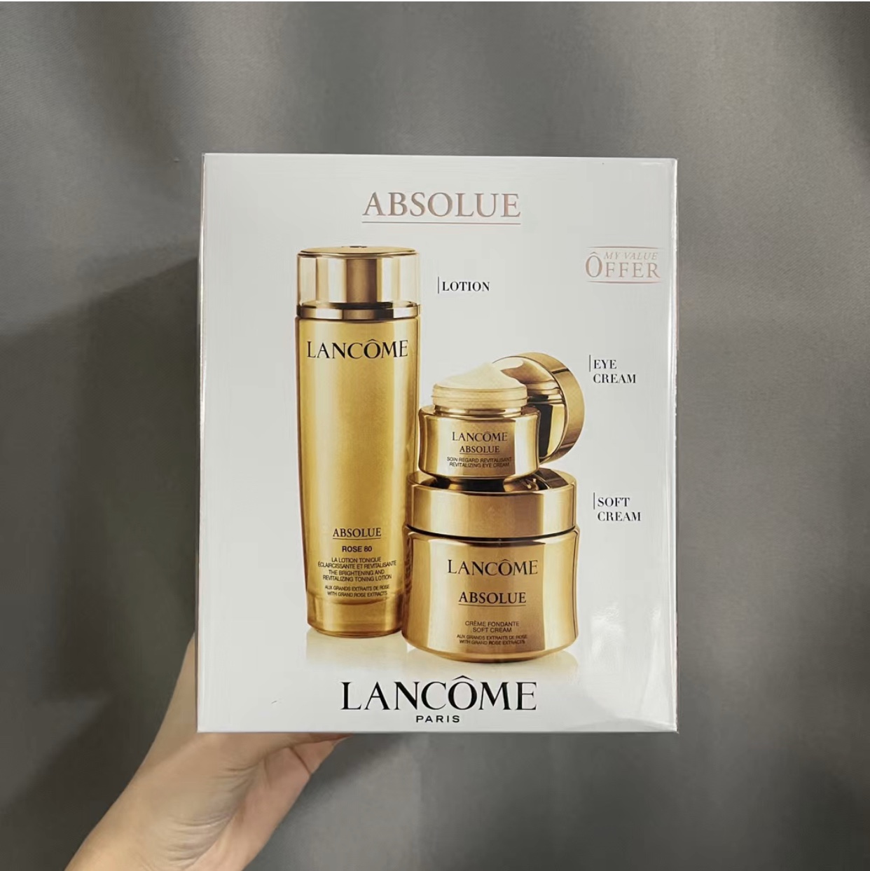 现货Lancome兰蔻菁纯三件套滋润玫瑰水菁纯面霜补水保湿抗皱抗衰