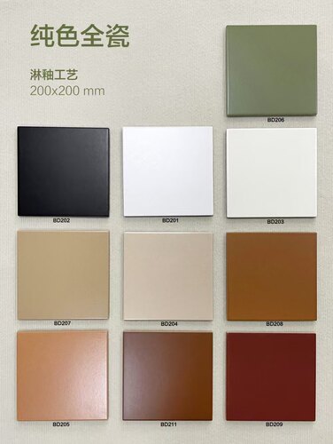 200X200全瓷美拉德纯色小地砖网红黑白咖热厨卫墙地砖餐厅背景墙