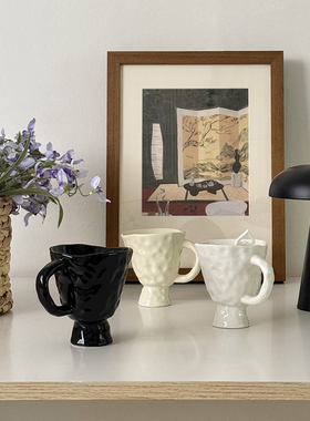 时常不规则陶瓷手捏马克杯咖啡杯ins风高颜值办公室早餐杯高脚杯