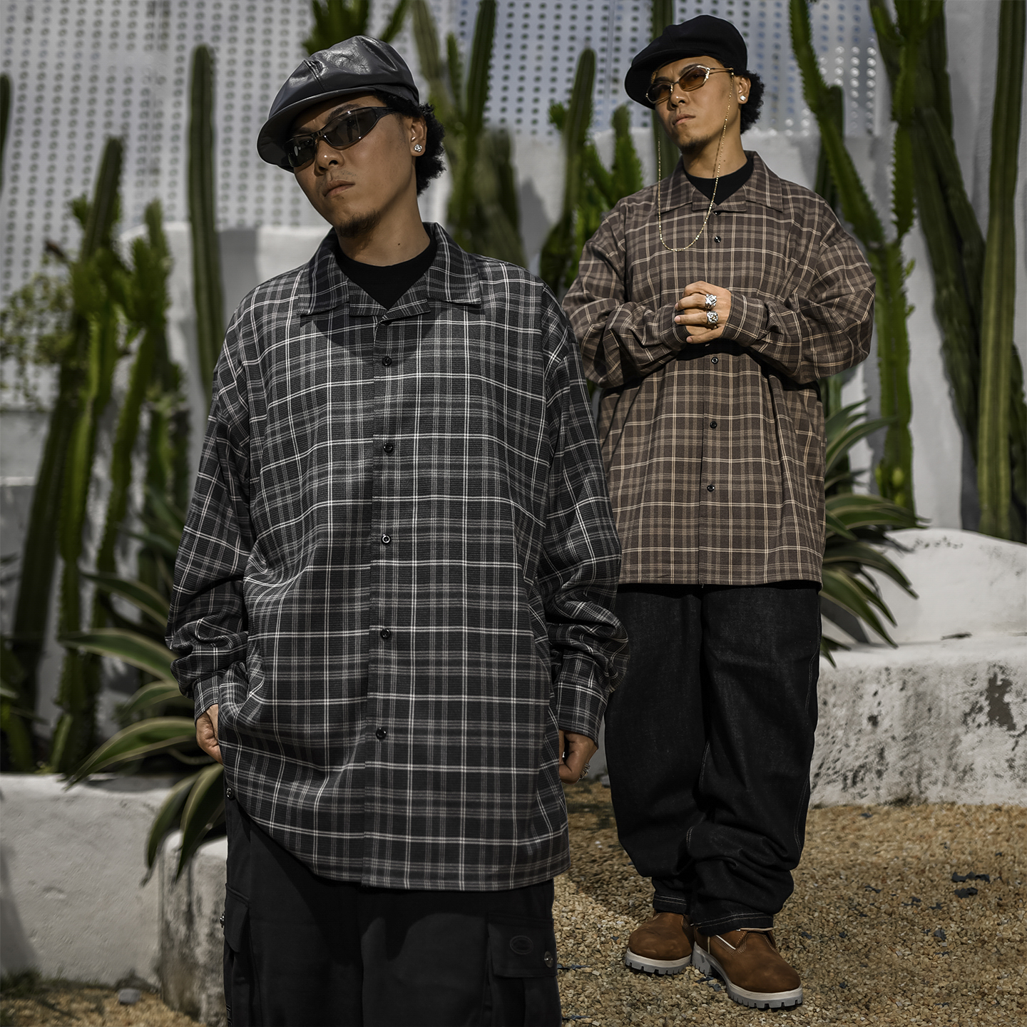BLACUL格子衬衫男外套宽松嘻哈街头西海岸美式复古老钱风长袖衬衣