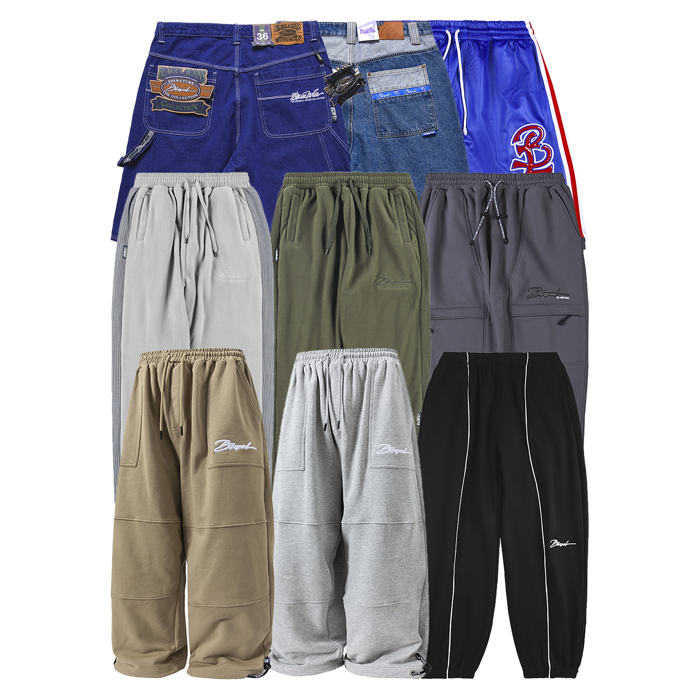 BLACUL特价捡漏清仓秋冬绒卫裤男休闲裤美式街头嘻哈宽松肥大短裤