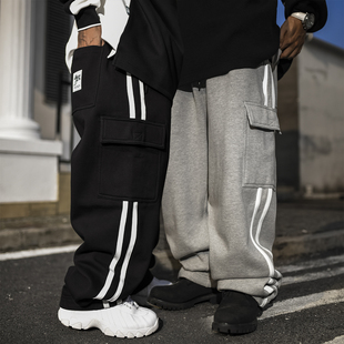 嘻哈街头街舞爵士宽松运动裤 工装 男女休闲长裤 BLACUL双杠口袋卫裤