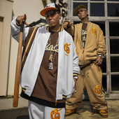 开衫 BLACUL 织带拼色卫衣男棒球外套加绒hiphop嘻哈街舞套装 秋冬