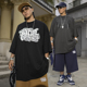 街头嘻哈宽松肥大半袖 BLACUL花体字印花短袖 T恤男美式 百搭纯棉tee