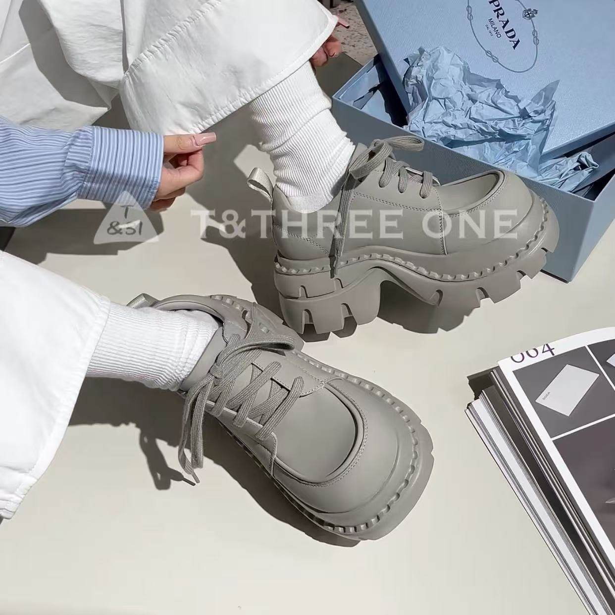 T31女鞋2026春正品真皮休闲乐福鞋厚底增高时尚休闲小皮鞋德比鞋