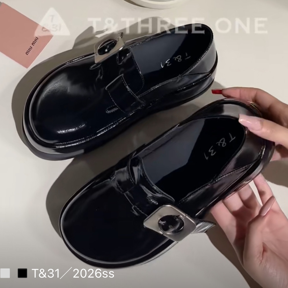 T31女鞋2026春季新款勃肯厚底5厘米乐福鞋真皮休闲两穿勃肯拖鞋女