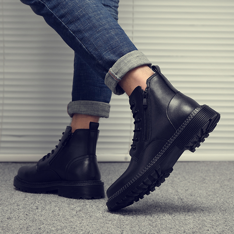 马丁靴男黑色秋季韩版潮流高帮鞋潮牌工装鞋英伦中帮短靴百搭靴子|ruв категории Мужская обувь, сапоги - от Buy2taobao.com для оказания профессиональной услуги покупки агента Taobao