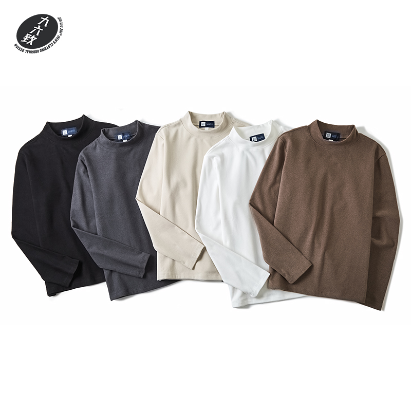 内搭双面德绒半高领长袖T恤男