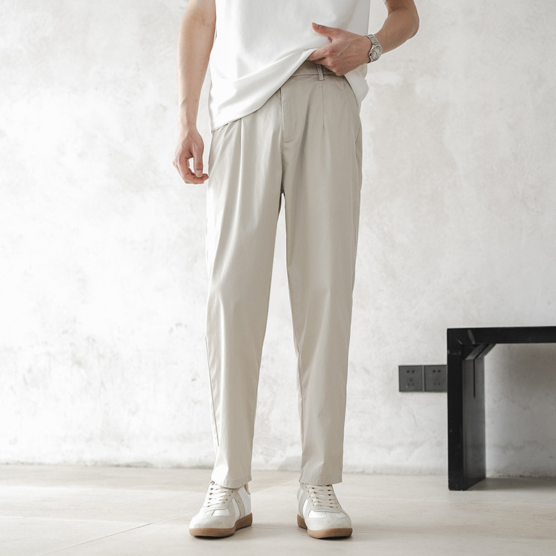 九六致夏季180g薄款凉感不易皱九分裤男通勤宽松锥形裤休闲裤男款