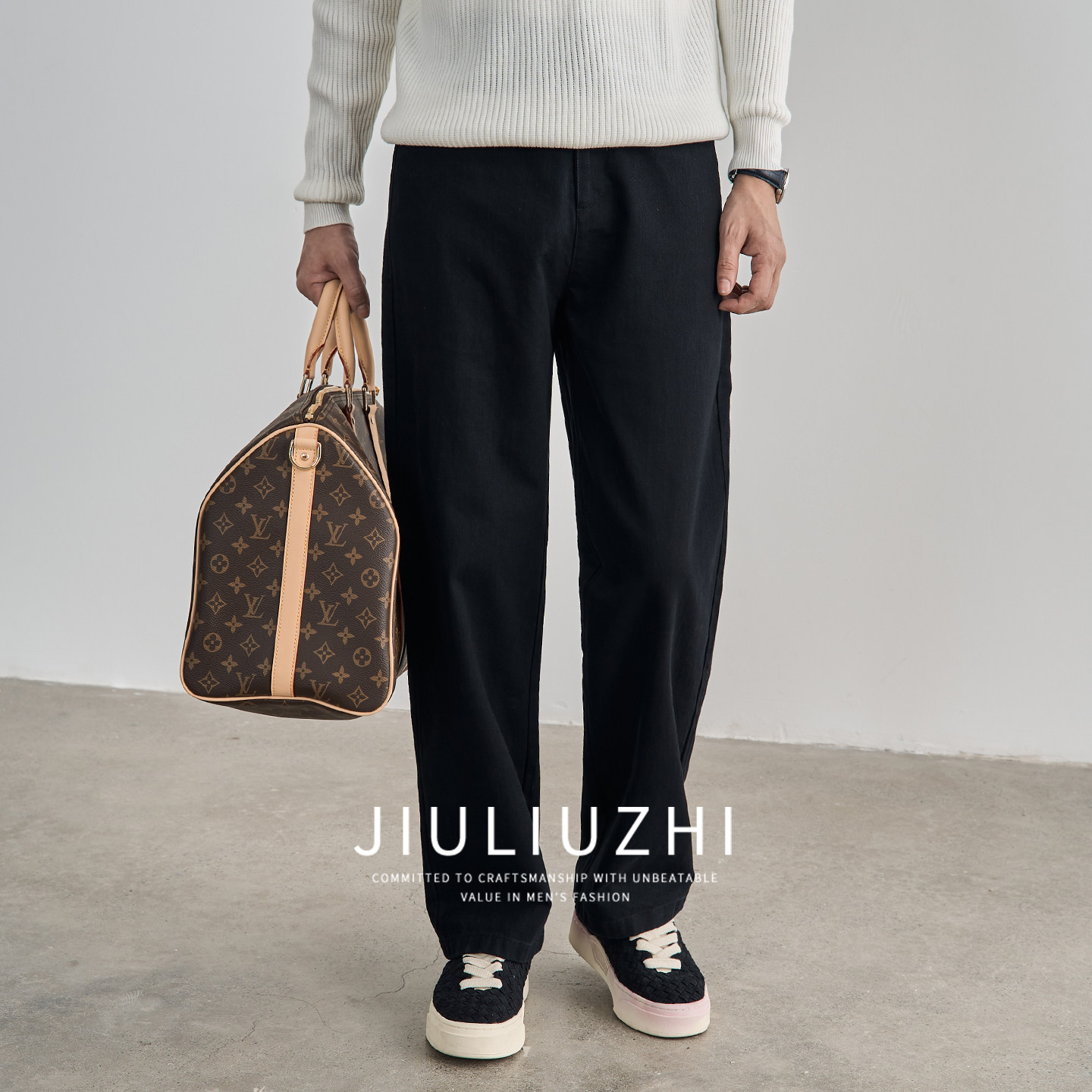 九六致春季新款宽松直筒休闲裤男款高级感通勤百搭长裤裤子男士