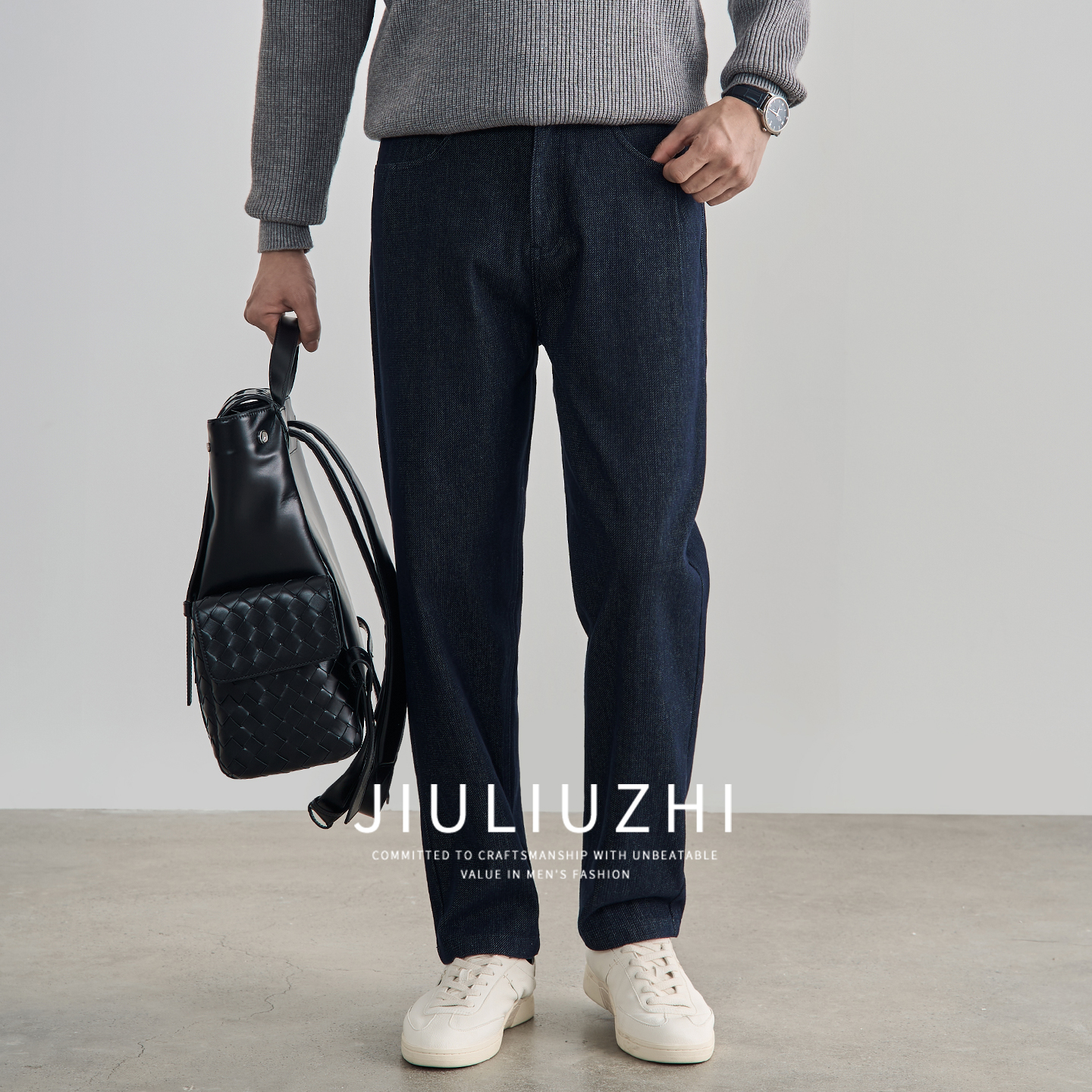 九六致秋季重磅宽松直筒牛仔裤男