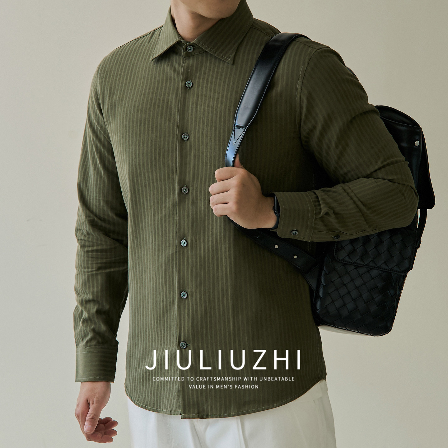 九六致春季高级感商务衬衫男士长袖通勤休闲条纹衬衣轻熟风男款