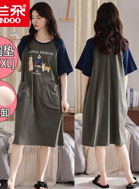南极人带胸垫睡裙女款夏季棉