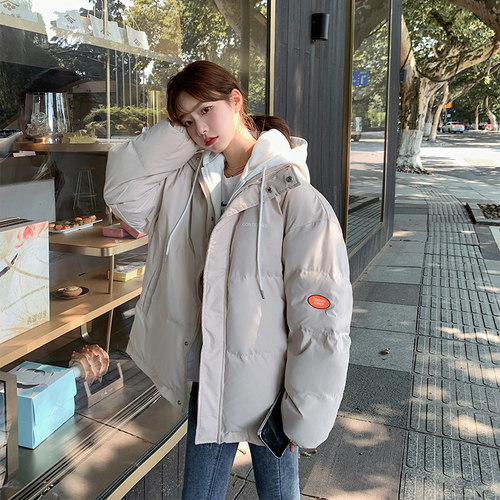 冬季时尚羽绒服女新款加厚棉服网红休闲韩版百搭假两件宽松棉衣女